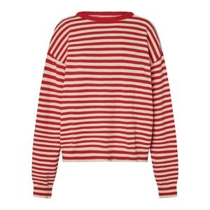 Sonderhaus Red and White Striped Cotton Sweater